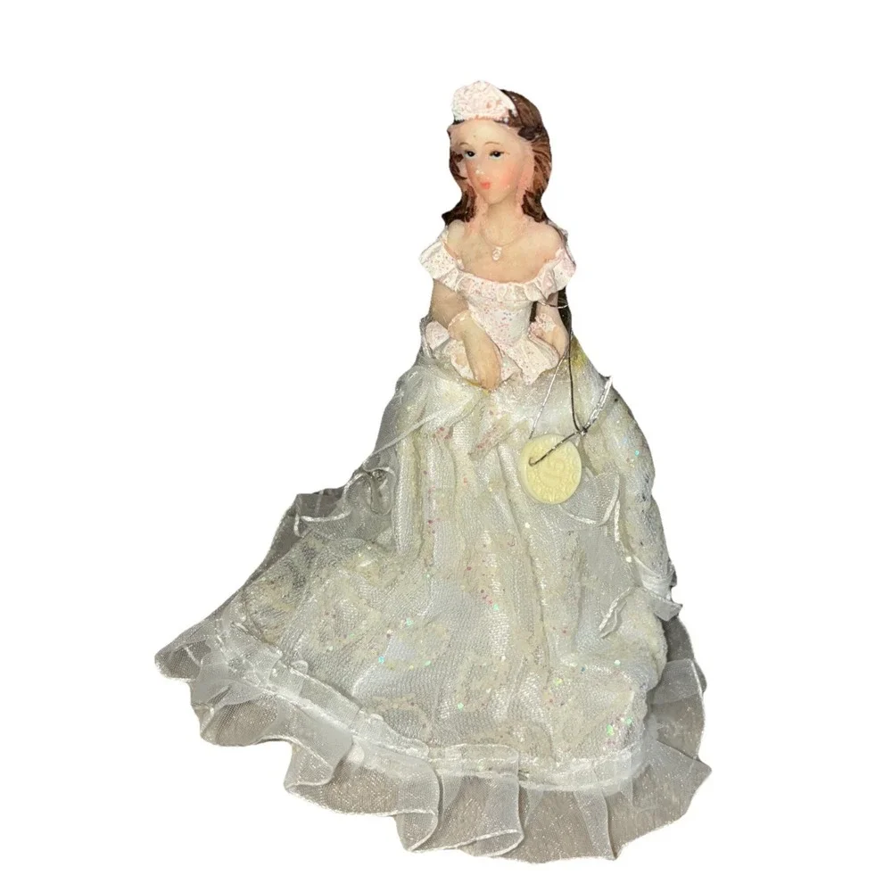 Vintage Quinceanera Cake Topper Figure White Dress Resin 5